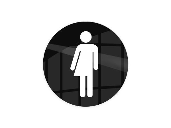 Skilt Kønsneutral silhuet toilet Ø10 cm, aluminium, sort