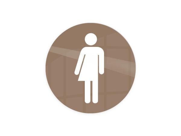 Skilt Kønsneutral silhuet toilet Ø10 cm, alu., caffe latte