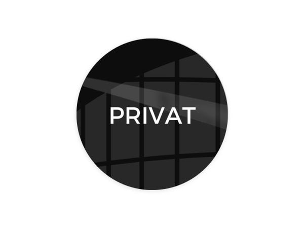 Skilt "PRIVAT" Ø10 cm, aluminium, sort