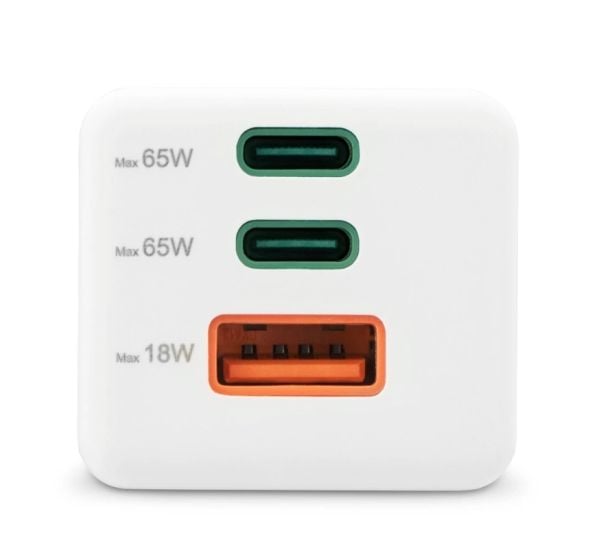 Hama mini GaN 65W PD/QC 2x USB-C, 1x USB-A biała biała