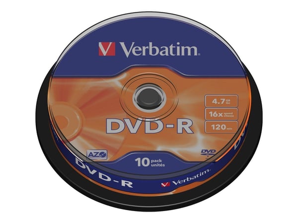 Verbatim - 10 x DVD-R - 4.7 GB 16x - matt sølv - spindel