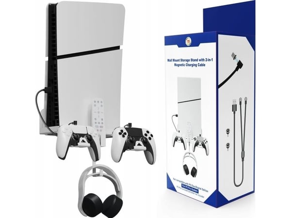 JYS seinäkiinnike + kaapeli 2in1 Sony Playstation 5 Ps5 Slim / Jys-p5177:lle