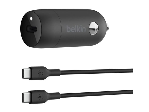 Belkin BoostCharge - Bilstrømadapter - 30 watt - 3 A - Fast Charge, Power Delivery 3.1 (USB-C) - svart