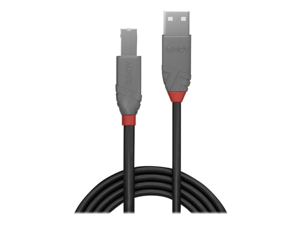 Lindy Anthra Line - USB-kabel - USB (hann) til USB-type B (hann) - USB 2.0 - 3 m - rund - svart