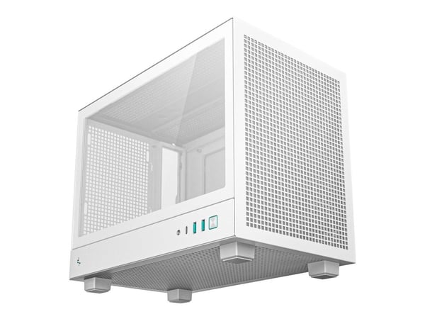 DeepCool CH160 WH - Mini-ITX - sidepanel med vindu (herdet glass) - ingen strømforsyning (ATX / PS/2 / SFX / SFX-L) - hvit - USB/lyd