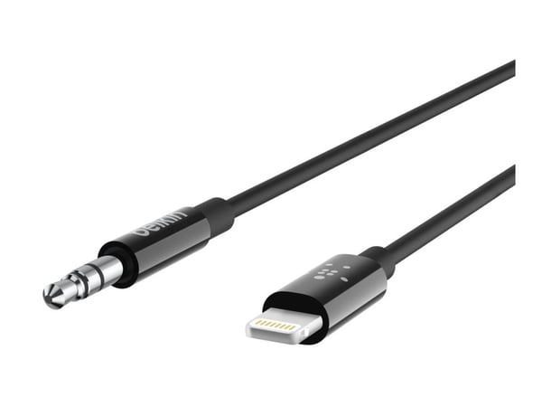 Belkin - Lightning til hovedtelefon-jackstikkabel - Lightning han til mini-phone stereo 3.5 mm han - 1.83 m - sort - for Apple iPhone (Lightning)