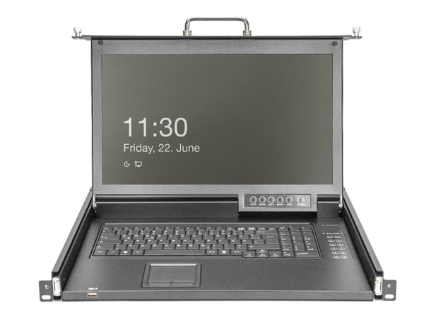 Digitus - KVM-konsol med omkopplare för tangentbord/video/mus - 1 portar - tyska - 17" - kan monteras i rack - 1920 x 1080 Full HD (1080p) @ 60 Hz ...