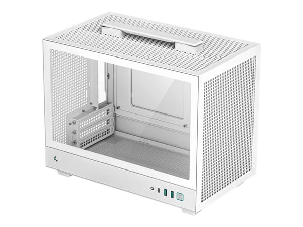 DeepCool CH160 WH - Mini-ITX - sidepanel med vindu (herdet glass) - ingen strømforsyning (ATX / PS/2 / SFX / SFX-L) - hvit - USB/lyd