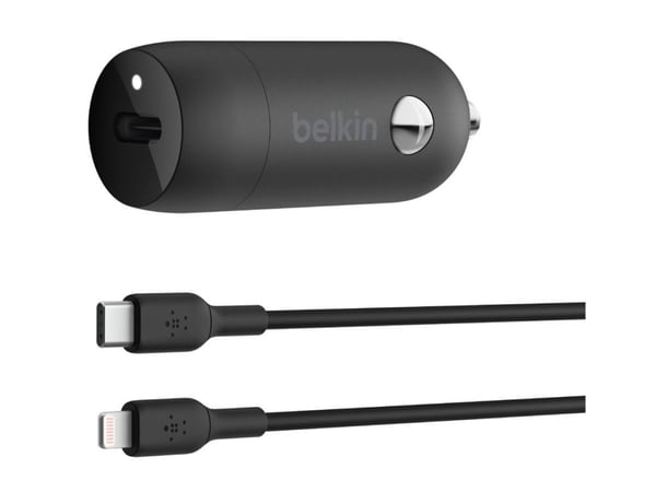 Belkin BoostCharge - Bilstrømadapter - 30 watt - 3 A - Fast Charge, Power Delivery 3.1 (USB-C) - svart