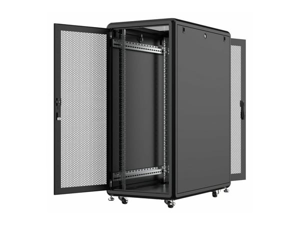 Lanview by Logon Server Line - Rack skåp - 600 x 1000 mm - med 4 kylfläktar - fristående - RAL 9005, svart - 26U - 19"