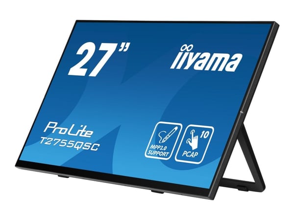 iiyama ProLite T2755QSC-B1 - LED-skjerm - 27" - berøringsskjerm - 2560 x 1440 WQHD @ 75 Hz - IPS - 400 cd/m² - 1000:1 - 5 ms - HDMI, DisplayPort - ...