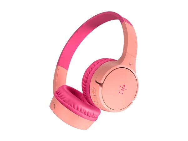 Belkin SoundForm Mini - Hodetelefoner med mikrofon - on-ear - Bluetooth - trådløs - 3,5 mm jakk - rosa