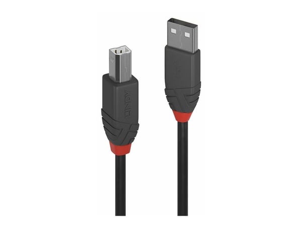 Lindy Anthra Line - USB-kabel - USB (hann) til USB-type B (hann) - USB 2.0 - 3 m - rund - svart