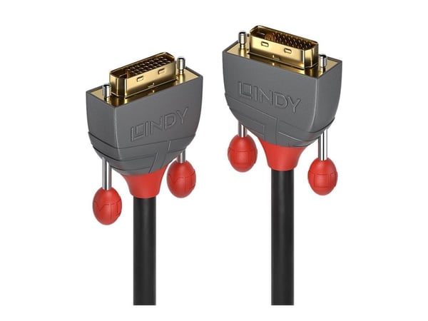 Lindy Anthra Line - DVI-kabel - dobbeltlenke - DVI-D (hann) til DVI-D (hann) - 10 m - rund, tommelskruer - svart
