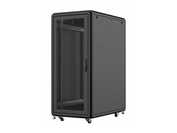 Lanview by Logon Server Line - Rack skap - 600 x 1000 mm - med 4 kjølevifter - fritt stående - RAL 9005, svart - 26U - 19"