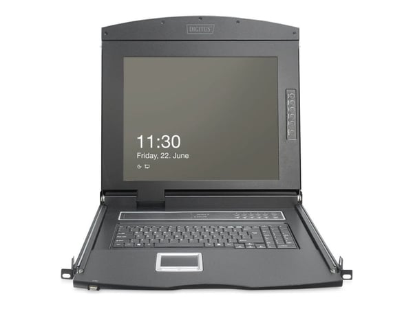 Digitus - KVM-konsol med omkopplare för tangentbord/video/mus - 8 portar - tyska - 19" - kan monteras i rack - 1920 x 1080 Full HD (1080p) @ 60 Hz ...