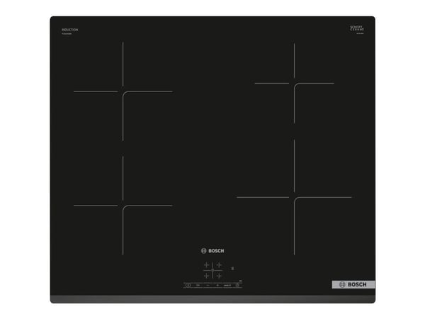 Bosch Serie | 4 PUE63KBB6E - Induksjonskomfyrtopp - 4 plater - Nisje - bredde: 56 cm - dybde: 49 cm - uten ramme, - med avfaset front - svart