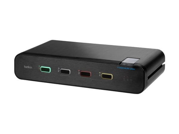 Belkin Universal Secure Dual-Head - 2. generasjon - KVM / lydsvitsj - 4 x KVM/lyd - 1 lokalbruker - stasjonær - TAA-samsvar