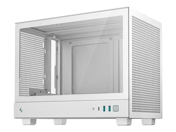 DeepCool CH160 WH - Mini-ITX - sidepanel med vindu (herdet glass) - ingen strømforsyning (ATX / PS/2 / SFX / SFX-L) - hvit - USB/lyd