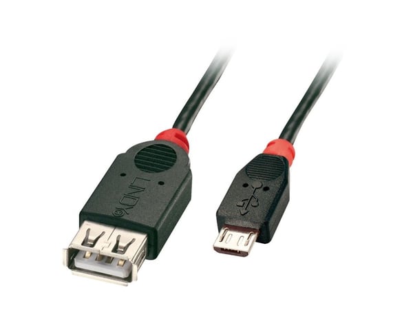 Lindy Premium - USB-kaapeli - USB (naaras) - Micro-USB Type B (uros) - USB 2.0 OTG - 1 m - muotoiltu - musta