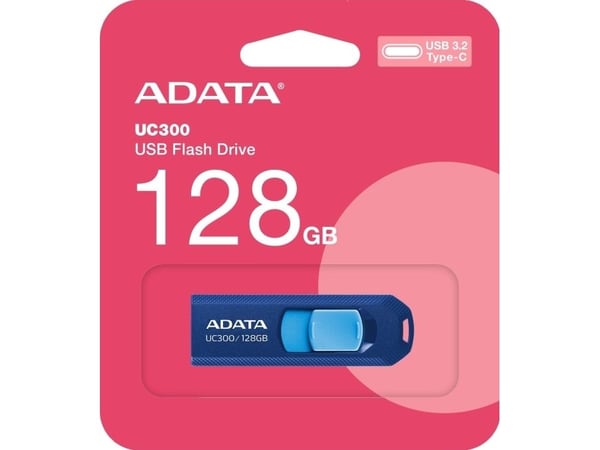 ADATA ACHO-UC300-128G-RNB/BL, 128 GB, USB Type-C, 3.2 Gen 1 (3.1 Gen 1), 100 MB/s, Skyving, Blå