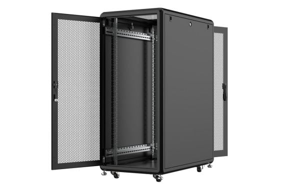 Lanview by Logon Server Line - Rack skap - 600 x 1000 mm - med 4 kjølevifter - fritt stående - RAL 9005, svart - 26U - 19"
