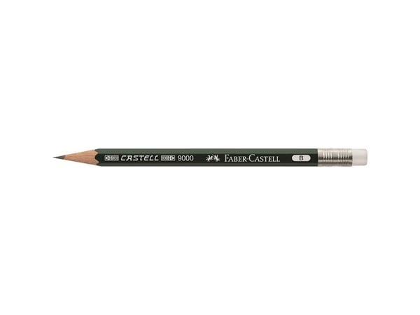 Faber-Castell CASTELL 9000 - Blyant - B - med viskelær (en pakke 3)