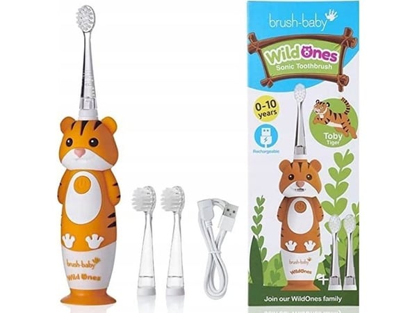 BRUSH BABY_Wild Ones sonisk tannbørste for barn 0-10 Tiger