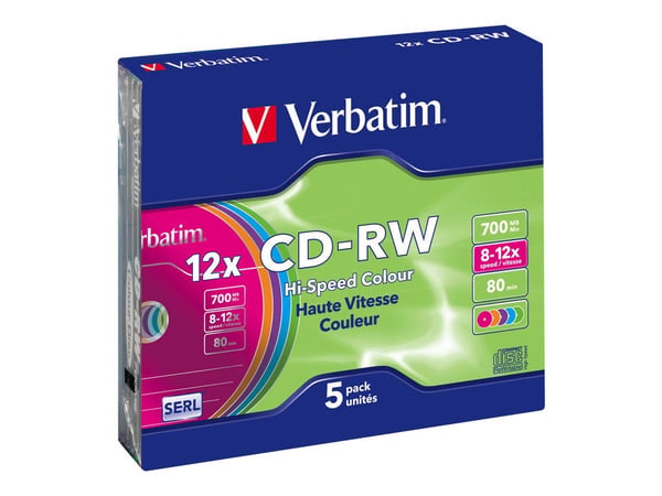 Verbatim DataLifePlus Hi-Speed - 5 x CD-RW - 700 MB (80 min) 8x - 12x - smalt cover
