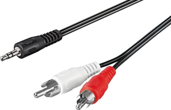 Goobay AVK 118-500 5.0m, 3.5mm, Hanstik, 2 x RCA, Hanstik, 5 m, Sort