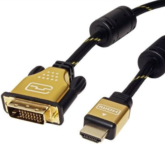 ROLINE 11.04.5891, 2 m, HDMI, DVI, Hankjønn, Hankjønn, Gull