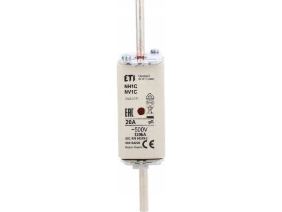 Eti-Polam industriell smältsäkringsinsats trög KOMBI NH1C gG 20A/500V WT-1C 004184206