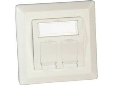 ROLINE Flush Mount Wall Oulet for Keystones, 2-port, Hvit, Plast, 22,2 x 80 x 80 mm