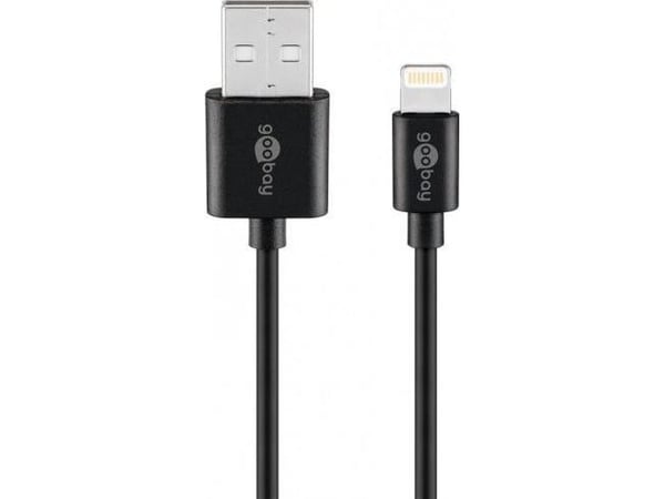Goobay 72906, 2 m, Lightning, USB A, Hankjønn, Hankjønn, Svart