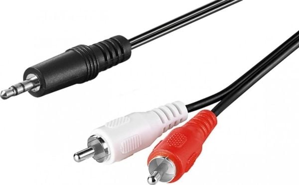 Goobay 3.5mm - 2x RCA, 1m, 3.5mm, Hankjønn, 2 x RCA, Hankjønn, 1 m, Sort, Rød, Hvit
