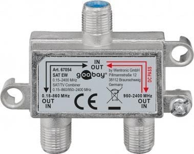 Goobay SAT EW, Kabel kombination, 0,15 - 2400 Mhz, Rustfrit stål