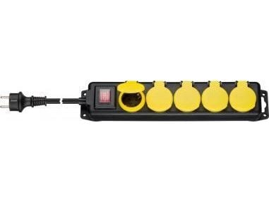 goobay - Pistorasia - AC 230 V - 3680 Watt - tulo: Tyyppi F - lähtöliittimet: 5 (5 x power CEE 7/4) - 3 m johto - musta, keltainen