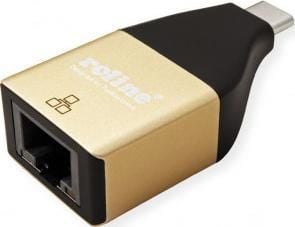 ROLINE 12.02.1111, USB Type C, RJ-45, Svart, Gull