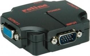 ROLINE VGA Video Splitter, 450 MHz, 2-way, VGA, 2x VGA, 1920 x 1080 piksler, Sort, Plast, 450 MHz
