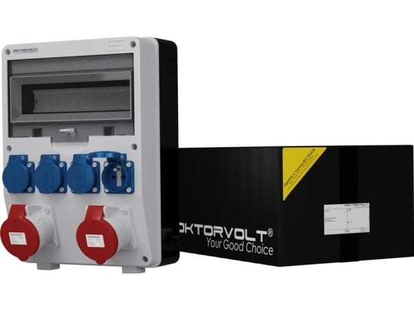 Doktorvolt byggelastfördelare TD 2x32A 4x230V Mennekes uttag 2435