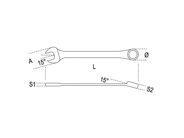 Beta Tools 42 13, 13 mm, Kromfarget, 15°, ISO 1711, 169 mm, 5,6 mm