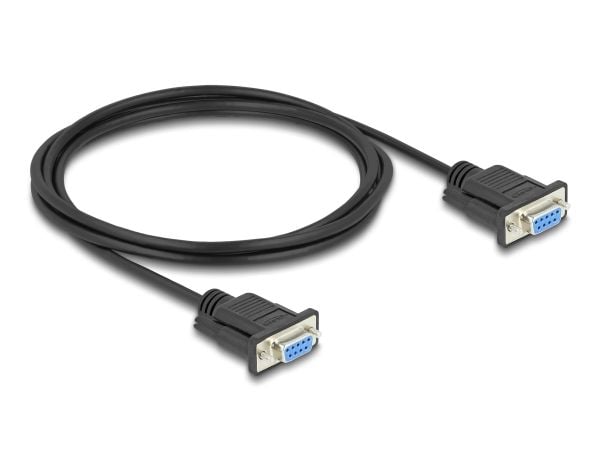 Delock - Seriell kabel - DB-9 (hunn) til DB-9 (hunn) - 2 m - tommelskruer, støtter RS-232 seriell grensesnitt - svart