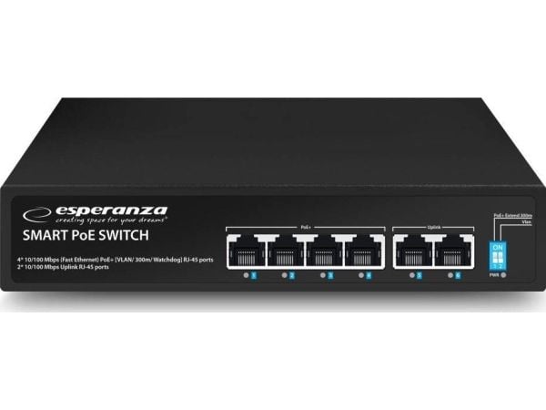 Esperanza ENS105 PoE-switch 6 porter 10/100 60W