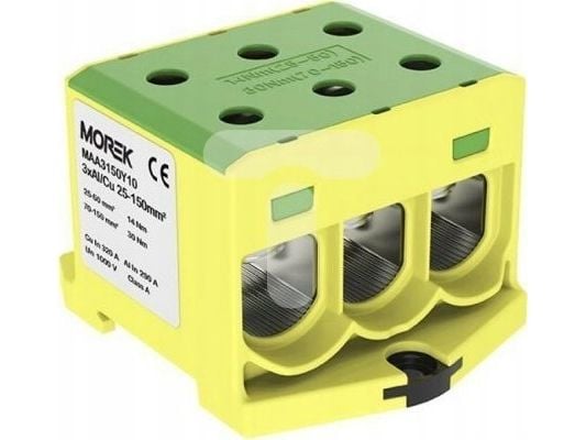 MOREK skenskarvsklämma skruv Al/Cu 25-150mm2 OTL150-3 gul-grön MAA3150Y10 89828009