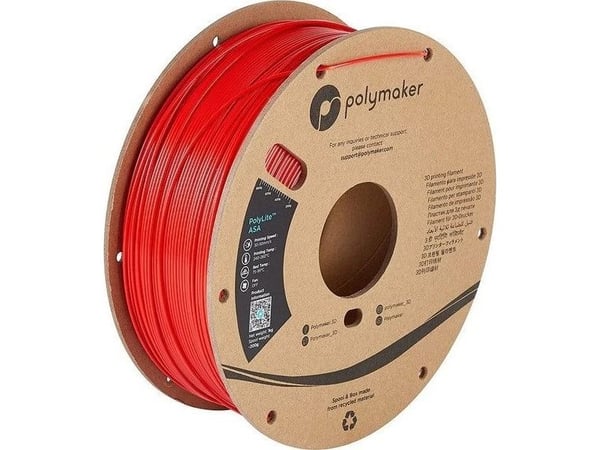 Poly Filament Polymaker PolyLite ASA 1,75 mm 1 kg - rød Poly Filament Polymaker PolyLite ASA 1,75 mm 1 kg - rød