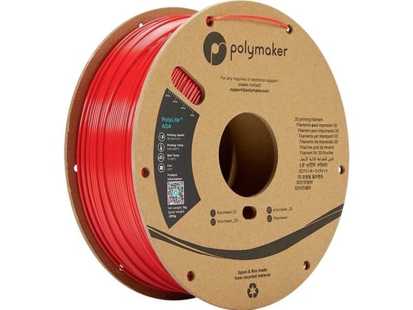 Poly Filament Polymaker PolyLite ASA 1,75 mm 1 kg - rød
