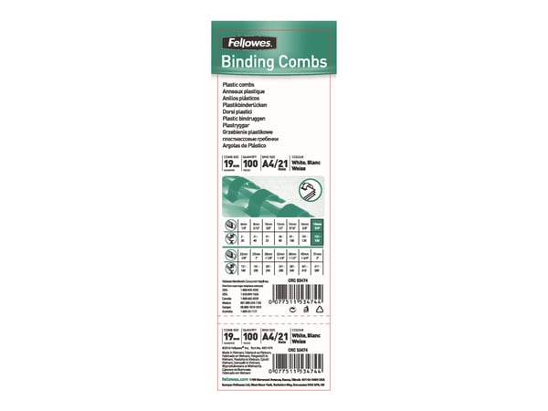 Fellowes 5347405, Valkoinen, 150 arkkia, Muovi, 100 kpl