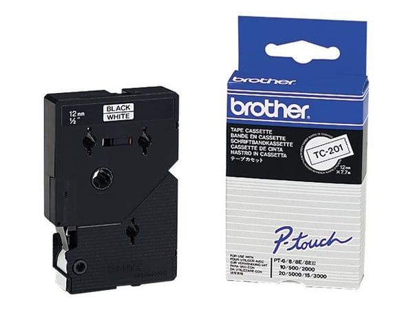 Brother - Svart - hvit - Rull (1,2 cm) 1 rull(er) merkelapper - for P-Touch PT-15, PT-20, PT-6