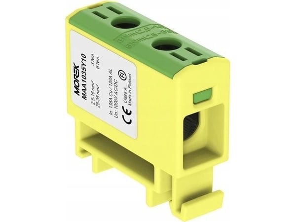 Liitin OTL35 kelta-vihreä väri 1xAl/Cu 2.5-35mm2 1000V Yleisliitin MAA1035Y10