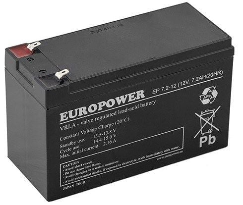 Europower akku 12V 7.2Ah AGM Europower EP7.2-12